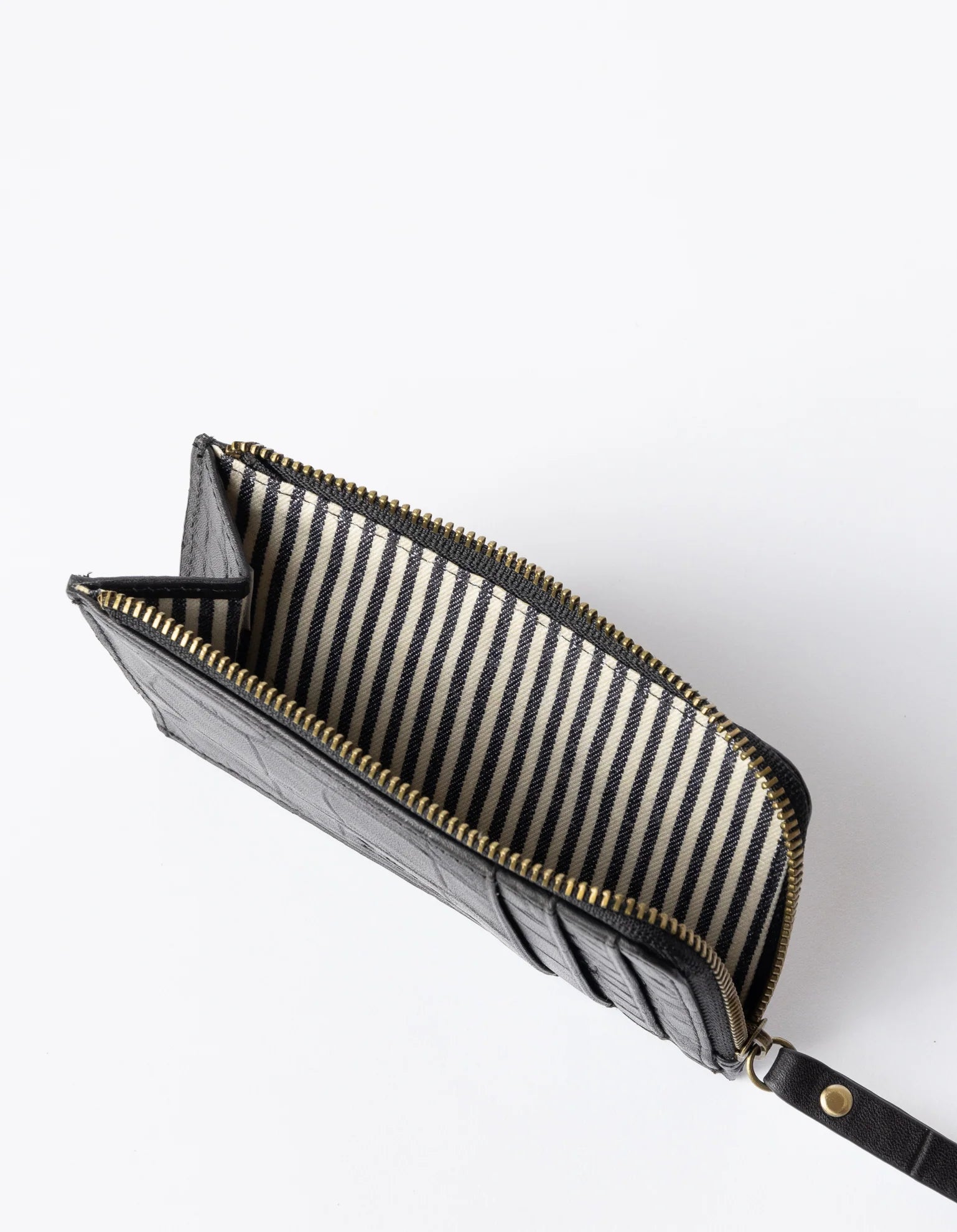 LOLA COIN PURSE BLACK CROCO CLASSIC LEATHER