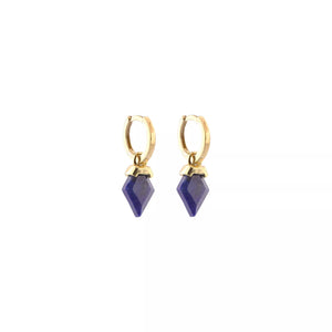 HOOP EARRINGS WITH RHOMBUS SHAPED LAPIS