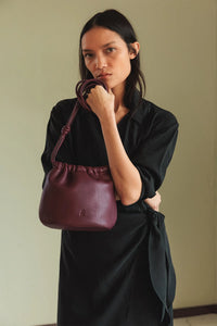 GATHERED LEATHER TOTE