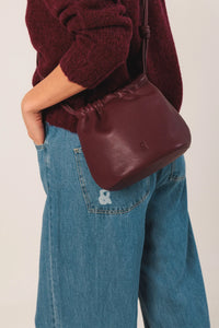 GATHERED LEATHER TOTE