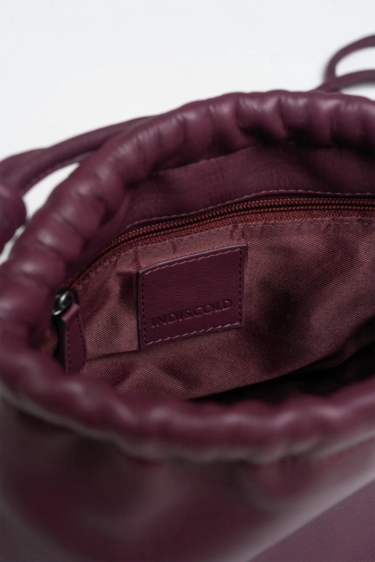 GATHERED LEATHER TOTE