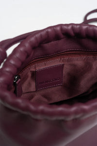 GATHERED LEATHER TOTE