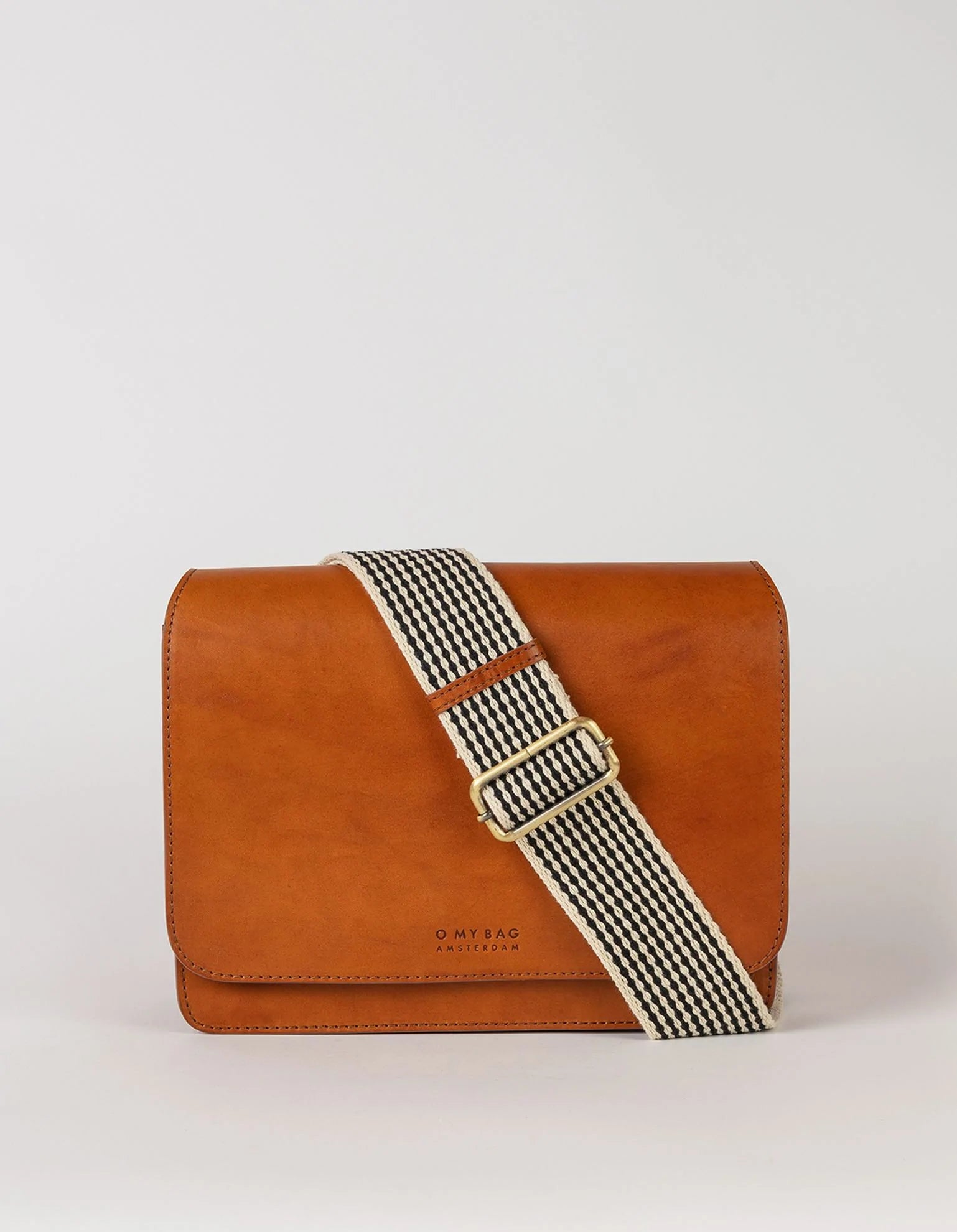 AUDREY COGNAC CLASSIC-CHECKERED STRAP